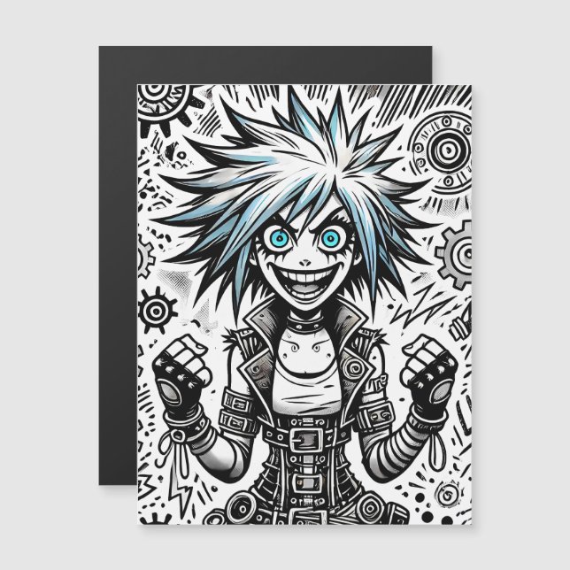 anime comic cheerful art original blu_eyes black_a (Front/Back)
