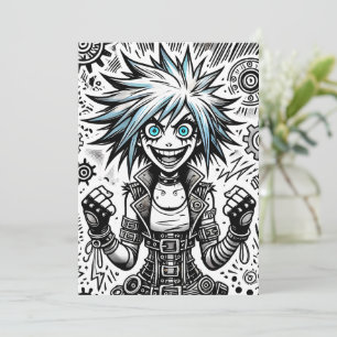 anime comic cheerful art original blu_eyes black_a announcement
