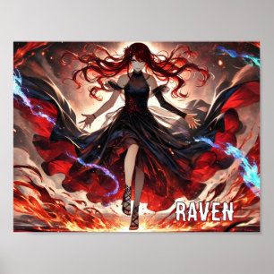 Anime Command the Flames, Embrace the Storm Custom Poster