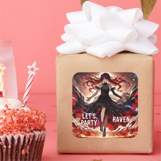 Anime Command the Flames, Embrace the Storm Custom Square Sticker (Party)