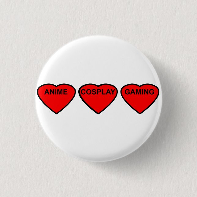 Anime, Cosplay, Gaming Hearts Badge (Front)