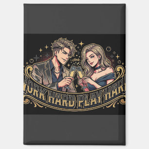 Anime Couple Champagne - Fridge Magnet
