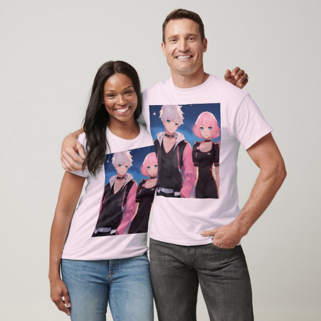 Anime Couple Love T-Shirt – Cute Boy & Girl Design (Unisex)