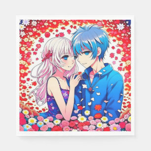 Anime Couple Unique Wedding Napkin