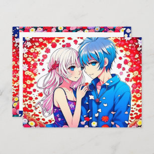 Anime Couple Unique Wedding Save the Date Postcard