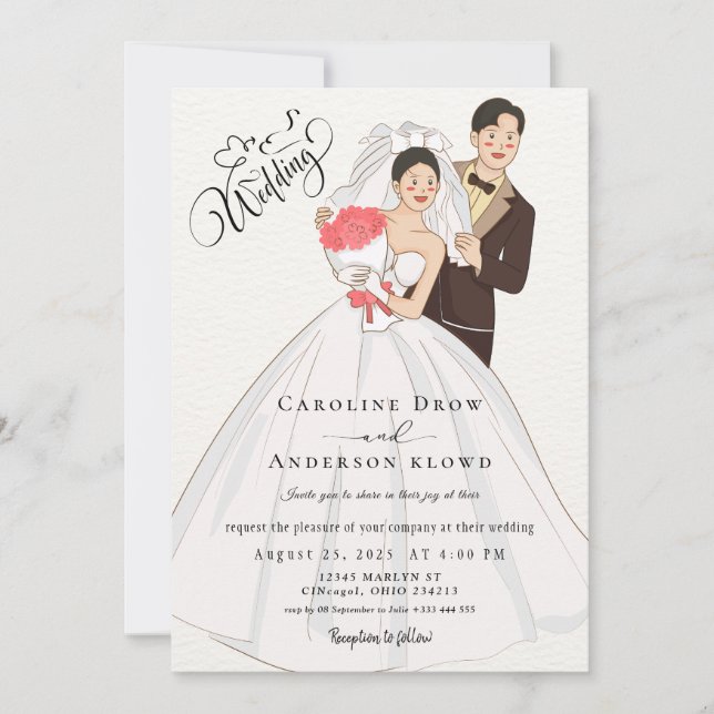 Anime Couple Wedding Invitation (Front)