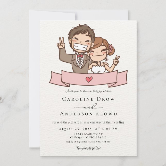 Anime Couple Wedding Invitation (Front)