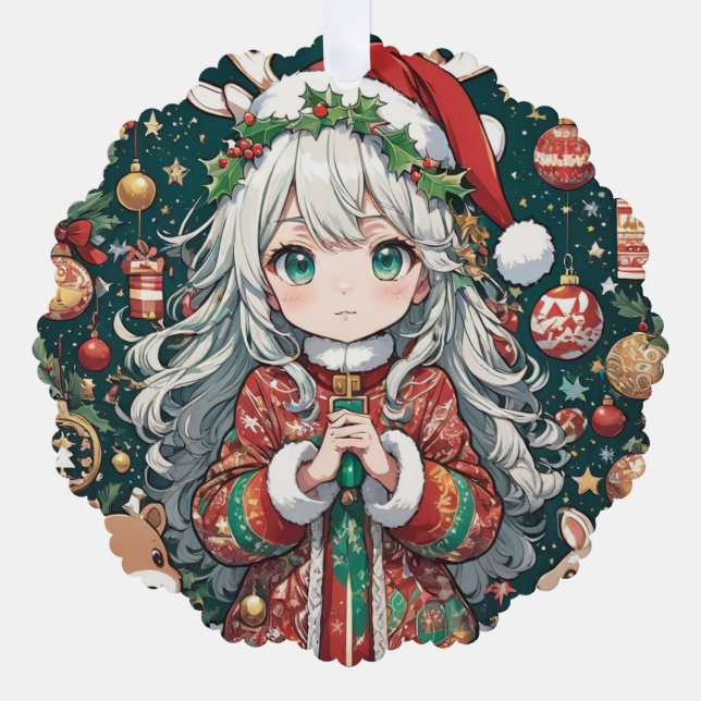 Anime cute Christmes Tree Decoration Card (Front)
