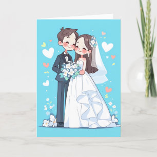 Anime Cute Couple Wedding Holiday Card
