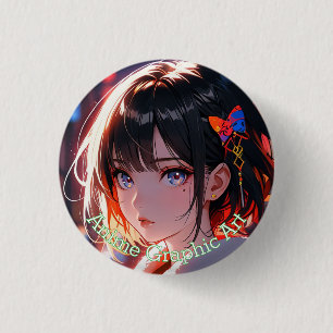anime cute girl design 3 cm round badge