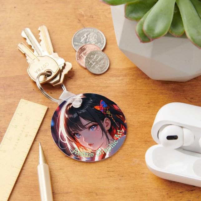 anime cute girl design key ring (Desk)