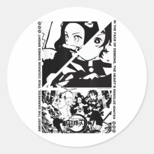 Anime Demon Slayer Characters Dynamic Scene _1 Classic Round Sticker
