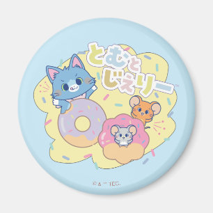 Anime Donut Delights with Tom, Jerry, and Tuffy Magnet