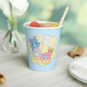 Anime Donut Delights with Tom, Jerry, and Tuffy Paper Cups
