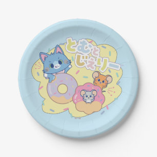 Anime Doughnut Delights with Tom, Jerry, and Tuffy Paper Plate