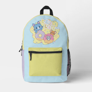 Anime Doughnut Delights with Tom, Jerry, and Tuffy Printed Backpack