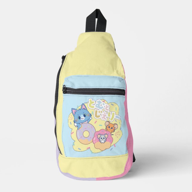 Anime Doughnut Delights with Tom, Jerry, and Tuffy Sling Bag (Front)
