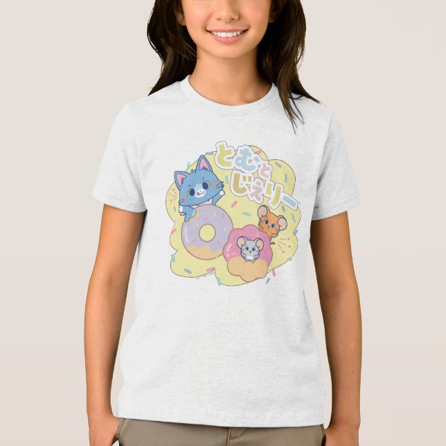 Anime Doughnut Delights with Tom, Jerry, and Tuffy Tri-Blend Shirt (Front)
