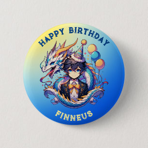 Anime Dragon Personalised Birthday Boy 6 Cm Round Badge