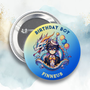 Anime Dragon Personalised Birthday Boy 6 Cm Round Badge