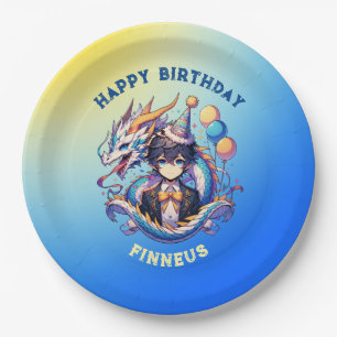 Anime Dragon Personalised Boy's Birthday  Paper Plate