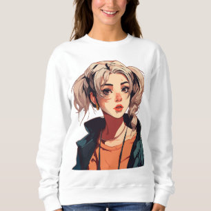 Anime Dream: Beige-Haired Beauty Sweatshirt