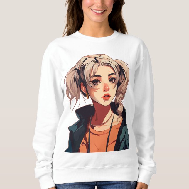 Anime Dream: Beige-Haired Beauty Sweatshirt (Front)