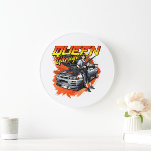 Anime Drift Mechanic Car – Garage Queen Art Large Clock