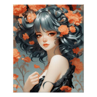 Anime Elegance: Vintage LBD Fantasy AI Art