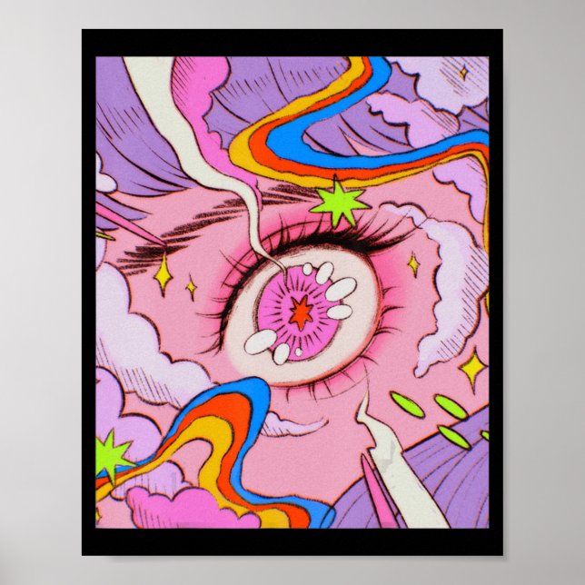 Anime Eyes Pastel Kawaii Egirl Aesthetic Japanese  Poster (Front)