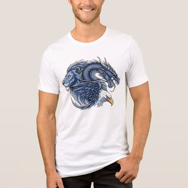 Anime Fantasy Beast Fusion T-Shirt – Lion, Eagle & Tri-Blend Shirt (Front)
