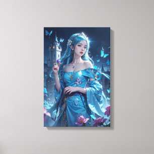 Anime Fantasy Blue Princess Canvas Print - Magic B