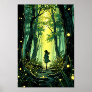 Anime Firefly Forest Evening Wall Art