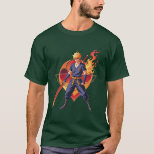 Anime Flame Warrior T-Shirt – Epic Samurai Design