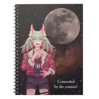 Anime, full moon, Nebula  Notebook