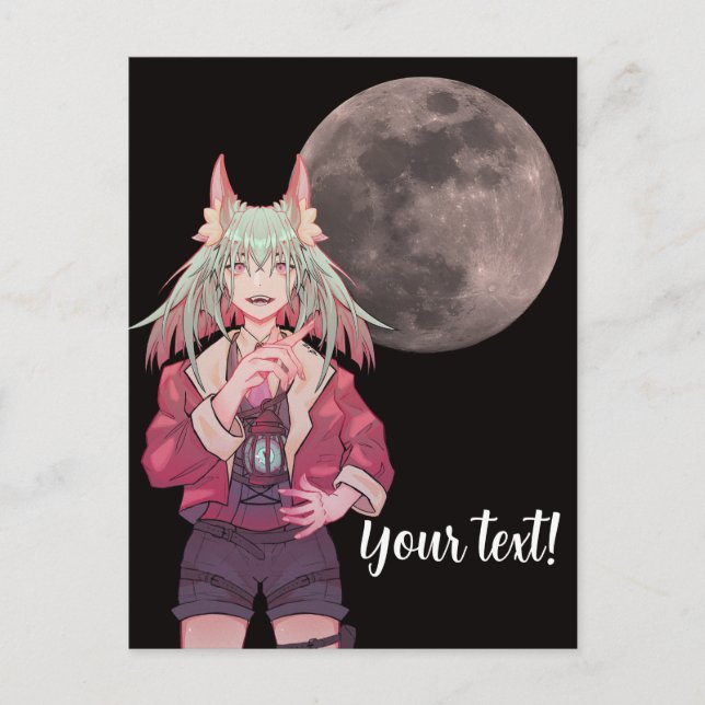 Anime, full moon postcard (Front)