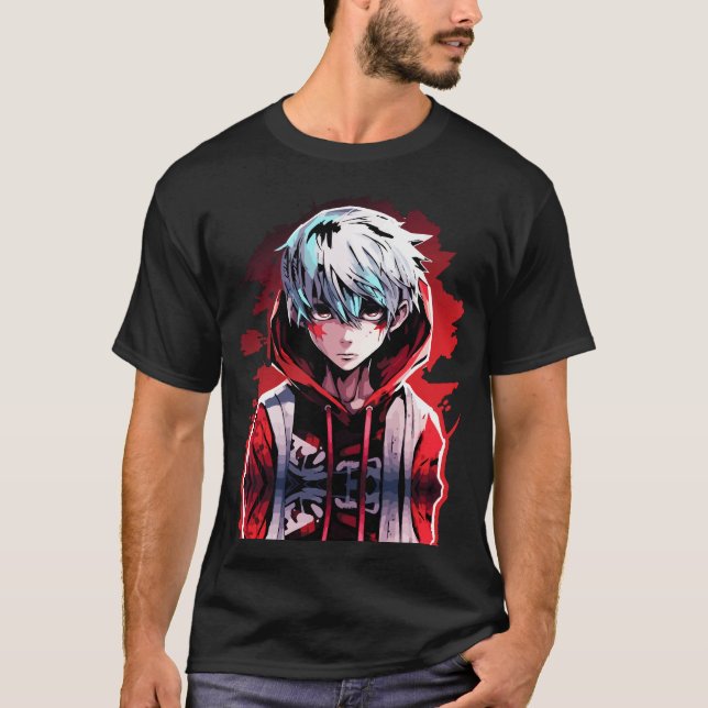 Anime Fury: Angry Young Man Design T-Shirt (Front)