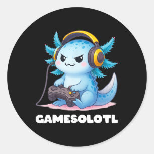 Anime Gamesolotl Axolotl Boys 10-12 Kid Gamer Gami Classic Round Sticker