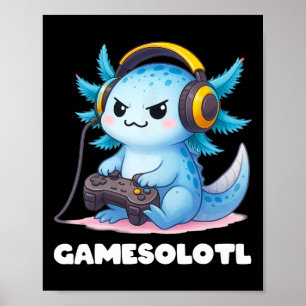 Anime Gamesolotl Axolotl Boys 10-12 Kid Gamer Gami Poster