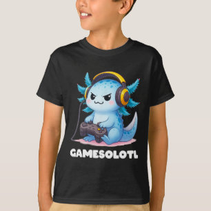 Anime Gamesolotl Axolotl Boys 10-12 Kid Gamer Gami T-Shirt