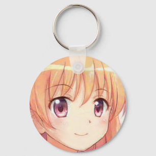 Anime ginger-haired girl plum eyes key ring