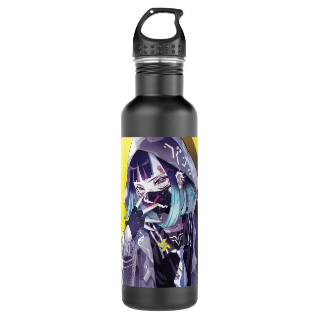Anime Girl Aesthetic Yami Kawaii Edgy Vaporwave Wa 710 Ml Water Bottle (Front)