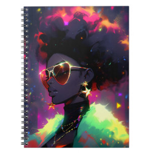 Anime Girl African American Art Notebook