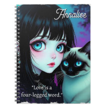 Anime Girl and Siamese Cat Quote Personalised