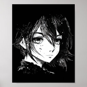 Anime Girl Anime Eyes Ink Art Sketch Drawing for G Poster