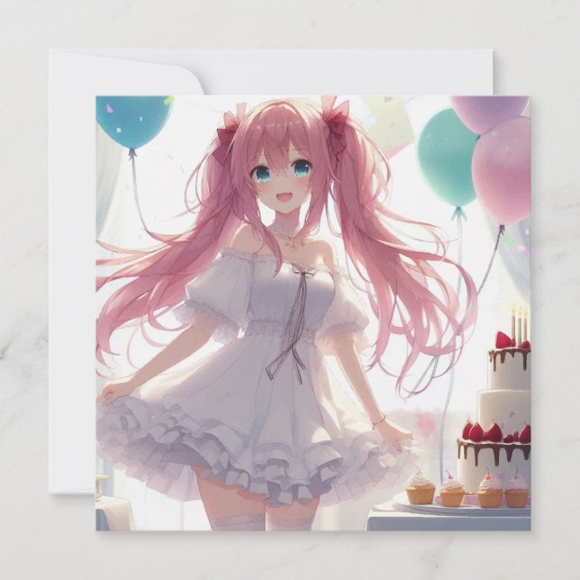 Anime Girl Birthday Invitation (Front)