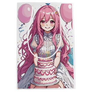 Anime girl birthday medium gift bag