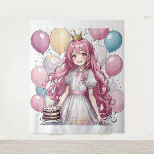 Anime girl birthday Tapestry