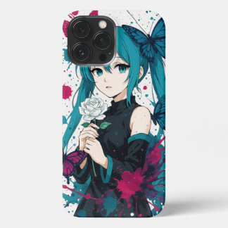 Anime Girl & Butterflies - iPhone Manga Aqua Hull 13 Pro Max Case