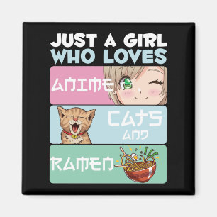 Anime Girl Cat Ramen addicted Japanese Noodles Magnet